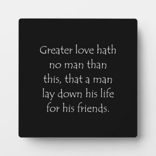 Plaque Photo Citation d'écriture John 15 13