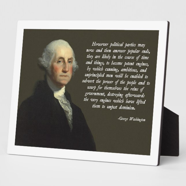 Plaque Photo Citation des partis politiques de George Washingto (Côté)