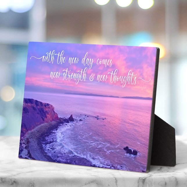 Plaque Photo Citation inspirante de Purple Pink Ocean Sunset (Créateur téléchargé)