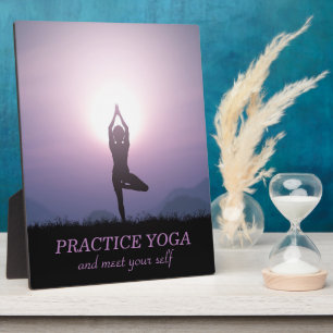 Plaque Photo Citation motivationnelle Yoga Arbre Noir Violet
