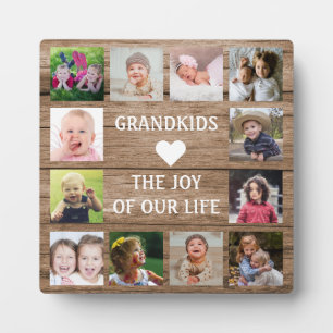 Plaque Photo Citation Rustic Wood Grandkids 12 Photo Collage