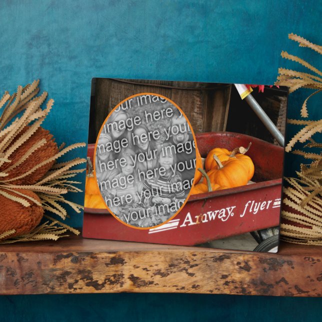 Plaque Photo Citrouille Automne Red Wagon Ajouter Votre Propre  (Côté)