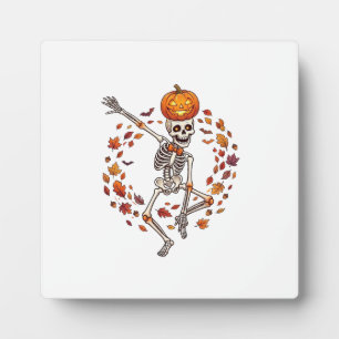 Plaque Photo Citrouille de tête de squelette dansant Halloween
