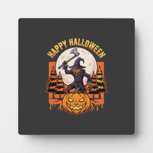 Plaque Photo Citrouille effrayante de la fête d'Halloween Vecto