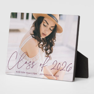 Plaque Photo Classe de 2025 Purple Script Graduation Photo