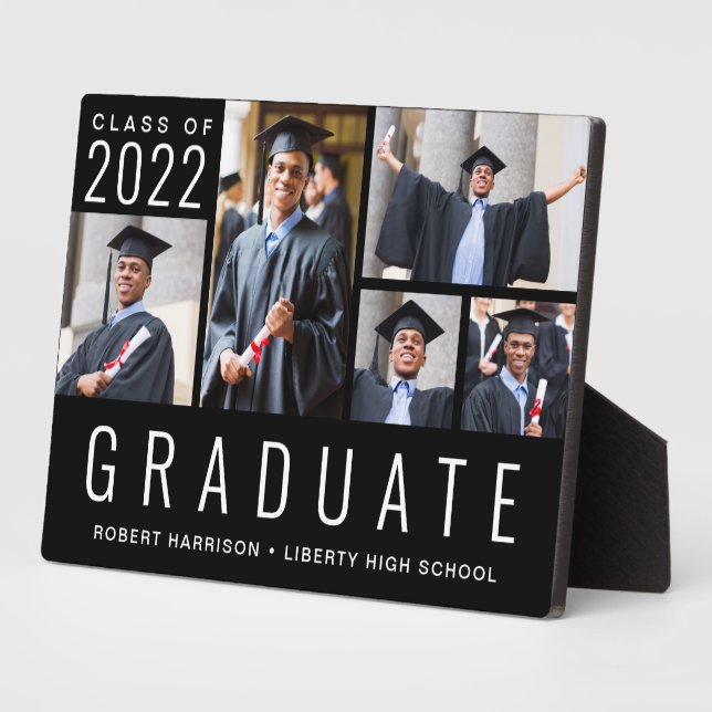 Plaque Photo Classe de fin d'études de 2022 5 photo noir (Côté)