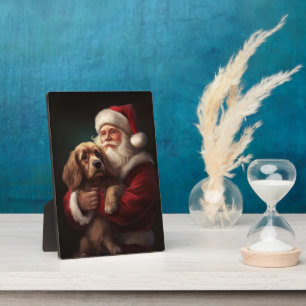 Plaque Photo Cocker Spaniel avec Noël Festif du Père Noël