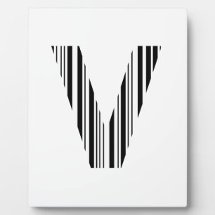 Plaque Photo Code barre de la lettre V Premier motif de code-ba