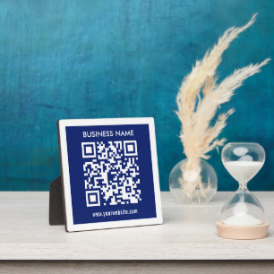 Plaque Photo Code QR (généré instantanément) modifiable Bleu