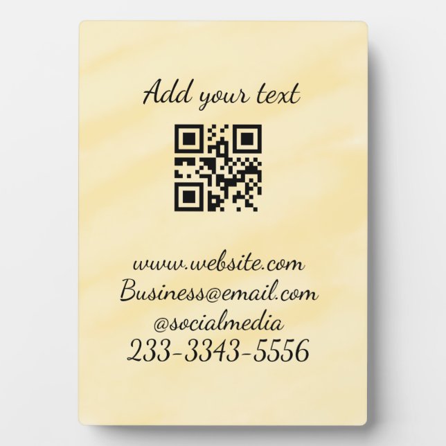 Plaque Photo code QR personnalisé simple ajouter votre nom text (Devant)