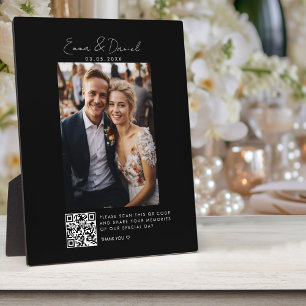 Plaque Photo Code QR photo Mariage Noir