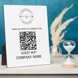 Plaque Photo Code QR Wifi Mot de passe et nom de réseau Blanc