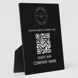 Plaque Photo Code QR Wifi Mot de passe et nom de réseau Blanc