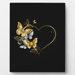 Plaque Photo Coeur aux papillons d'or