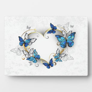 Plaque Photo Coeur bijoux avec papillons Morpho