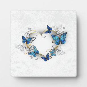 Plaque Photo Coeur bijoux avec papillons Morpho