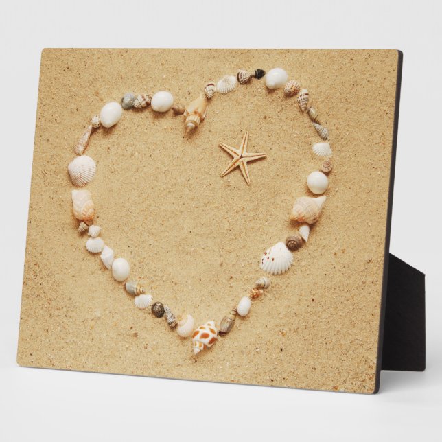 Plaque Photo Coeur de coquillages avec Starfish (Côté)