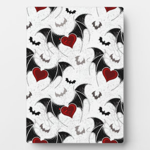 Plaque Photo Coeur d'Halloween avec ailes de chauve-souris noir