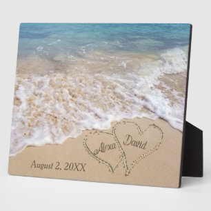 Plaque Photo Coeurs de mariage de plage avec des noms nouveaux