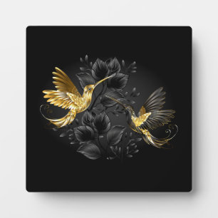 Plaque Photo Colibri noir et or