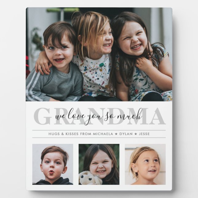 Plaque Photo Collage de 4 photos & Grandma de texte personnalis (Devant)