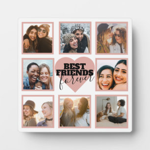 Plaque Photo Collage de photos de BFF moderne Cœur en rose doré