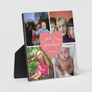 Plaque Photo Collage de photos de coeur rose Grandma Cadeaux pe