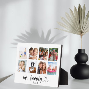Plaque Photo Collage de photos de famille amour cœur script
