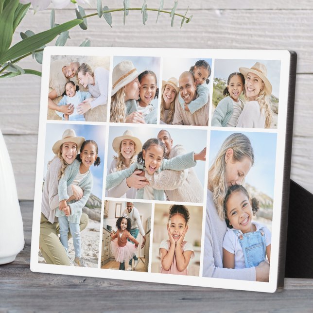 Plaque Photo Collage de photos de famille personnalisé simple (Simple Custom Family Photo Collage plaque)