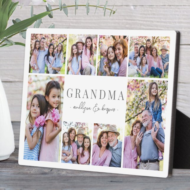 Plaque Photo Collage de photos de grand-mère simple (Simple Grandma Photo Collage plaque)