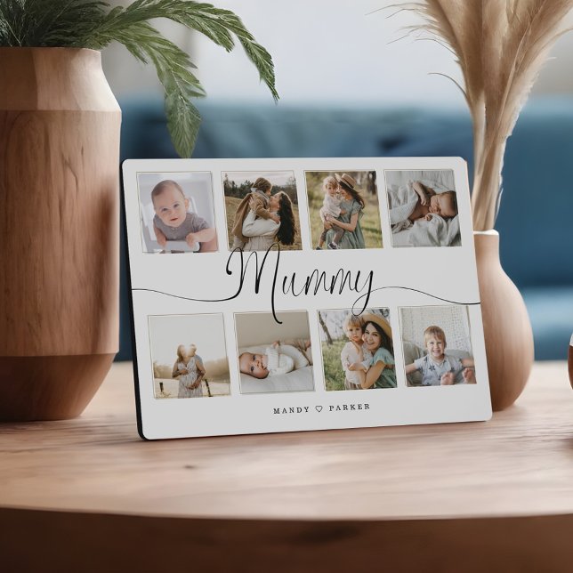 Plaque Photo Collage de photos de la maman Script pour la fête  (Mummy Script Photo Collage Mother's Day Keepsake Plaque)