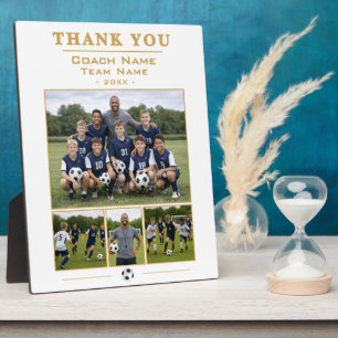 Plaque Photo Collage d'équipe de coach de football 4 Photo Cart