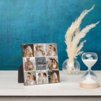 Collage familial photo et cadeau gris personnalisé