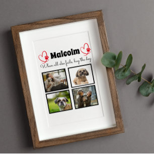 Plaque Photo Collage photo 4 chien moderne