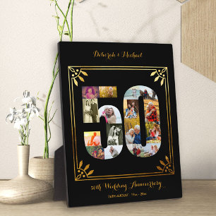 Plaque Photo Collage photo 50e anniversaire de mariage noir or