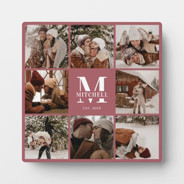 Plaque Photo Collage photo de famille moderne CuteCustom | Mono (Devant)