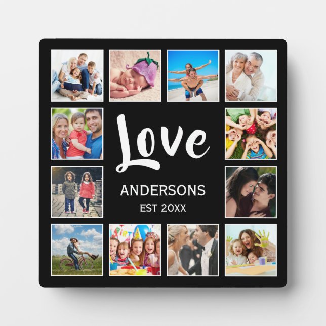 Plaque Photo Collage photo de famille personnalisée Noir person (Devant)