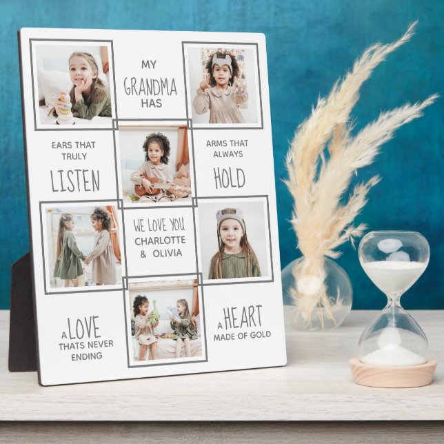 Plaque Photo Collage photo de grand-mère personnalisée (Côté)