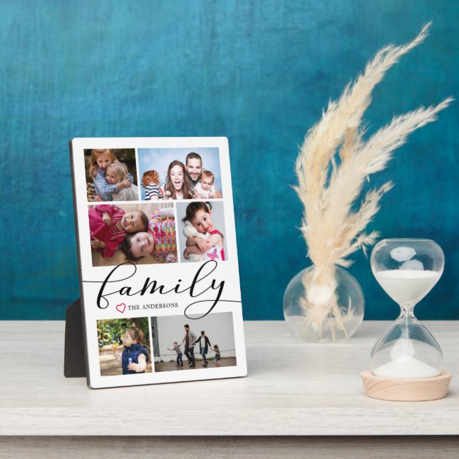 Plaque Photo Collage photo de script de calligraphie familiale (Côté)