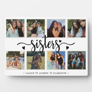Plaque Photo Collage photo de Soeurs avec 8 photos et texte per
