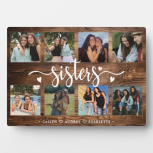 Plaque Photo Collage photo de Soeurs avec 8 photos et texte per