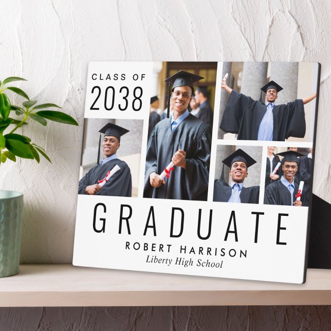 Plaque Photo Collage Photo Moderne de Remise de Diplômes (Modern Photo Collage Graduation Plaque)