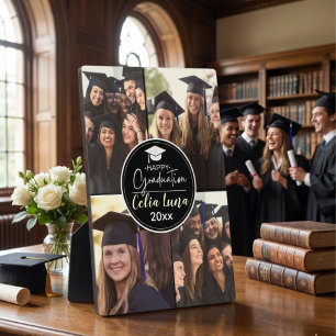 Plaque Photo Collage photo noir et blanc Happy Graduation