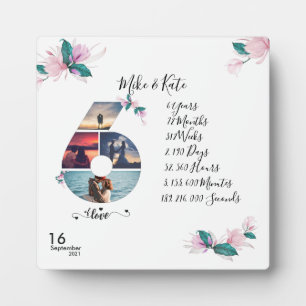 Plaque Photo Collage photo personnalisé 6e anniversaire pour BF