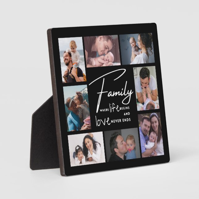 Plaque Photo Collage photo personnalisé 8 Famille Love Citation (Recto)