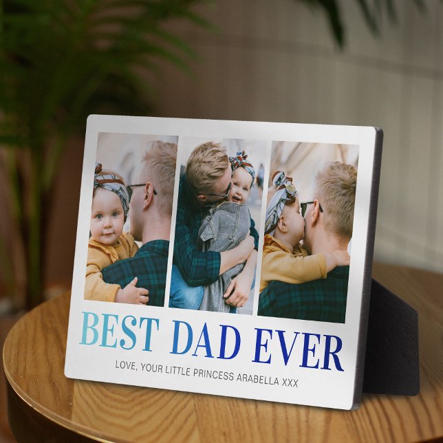 Plaque Photo Collage photo personnalisé Best Papa Ever (Créateur téléchargé)