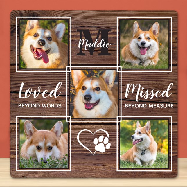 Plaque Photo Collage photo personnalisé en mémoire d'un chien r (Créateur téléchargé)