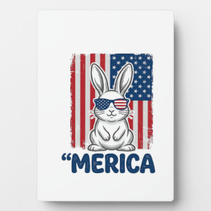 Plaque Photo Conception de chemise de lapin patriotique Vintage