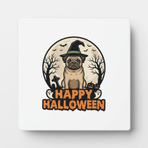 Plaque Photo Conception de chemise vintage Pug Joyeux Halloween