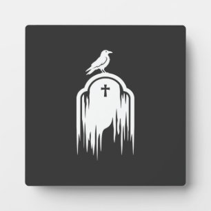 Plaque Photo Conception de silhouette de tombe de corbeau Hallo